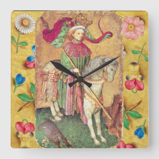 Antique Tarots /German Court Cards/King of Falcons Square Wall Clock