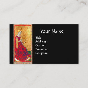 ANTIQUE TAROTS QUEEN OF CUPS BLACK PEARL MONOGRAM BUSINESS CARD