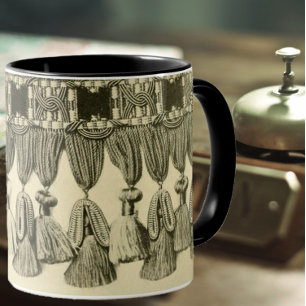 Antique tassel lace tribal pattern victorian gold mug