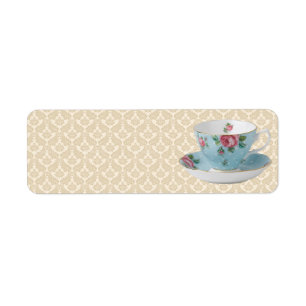 ANTIQUE TEA CUP AND SAUCER ADDRESS LABELS