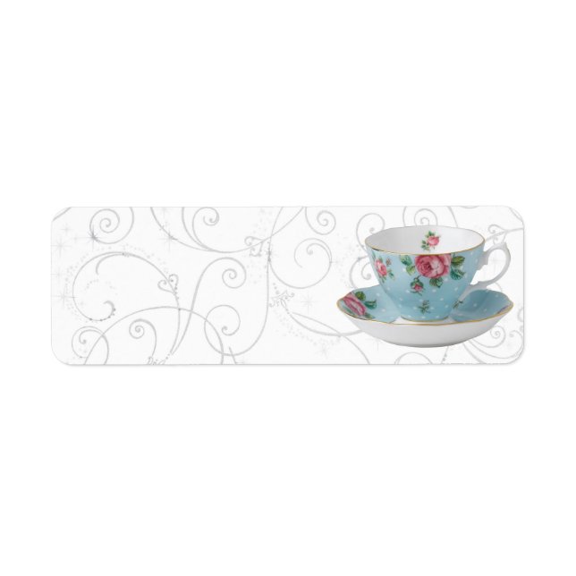 ANTIQUE TEA CUP AND SAUCER ADDRESS LABELS (Front)