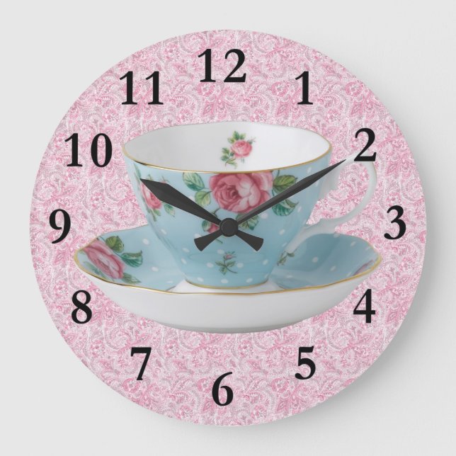 ANTIQUE TEA CUP & SAUCER CLOCK (Front)