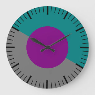 Antique Teal & Purple & Grey Clock Without Numbers
