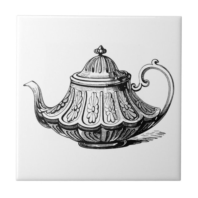 Antique Teapot Illustration Tile (Front)