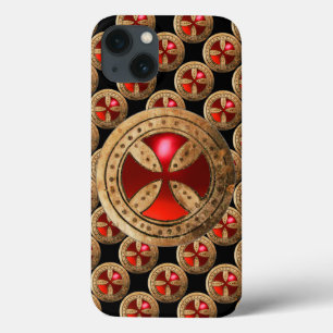 ANTIQUE TEMPLAR CROSS Red Ruby Gem iPhone 13 Case