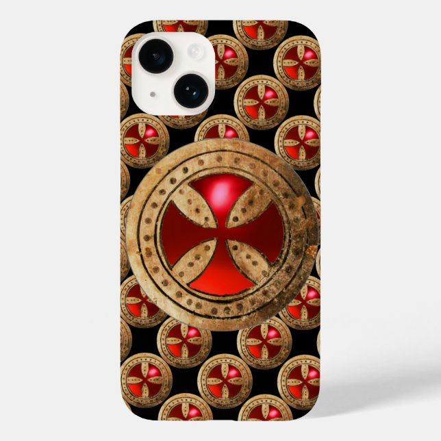ANTIQUE TEMPLAR CROSS Red Ruby Gem Case-Mate iPhone Case (Back)