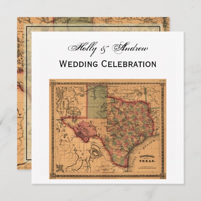 * Antique Texas Map #1 Invitation (Front/Back)