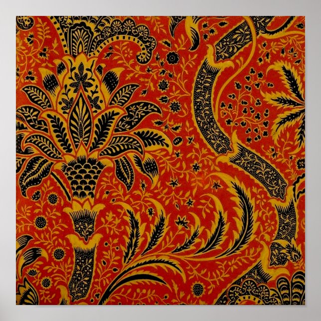 Antique Textile Carpet Red Wallpaper Pattern Poster (Front)