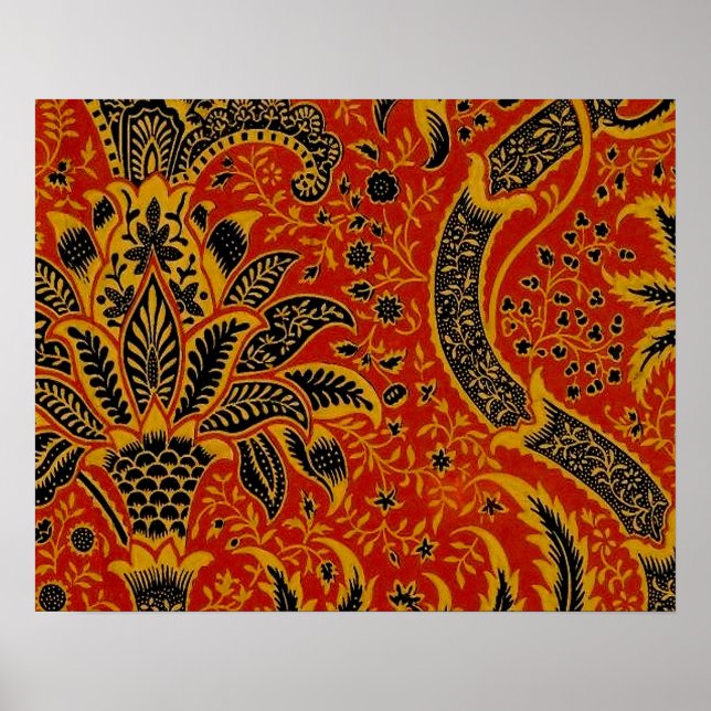 Antique Textile Carpet Red Wallpaper Pattern Poster (Front)