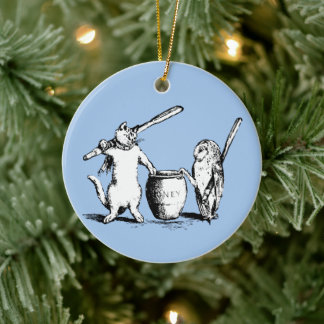 Antique The Owl and The Pussycat Ceramic Tree Decoration