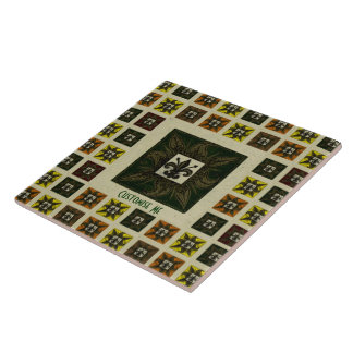 Antique Tiled Fleur de Lis (Green) Tile