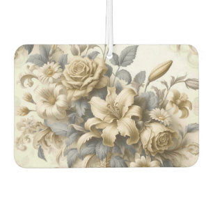 Antique Tinge Yellow Floral Perfection Car Air Freshener