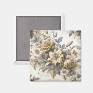 Antique Tinge Yellow Floral Perfection Magnet