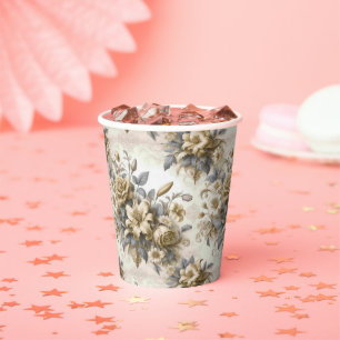 Antique Tinge Yellow Floral Perfection Paper Cups