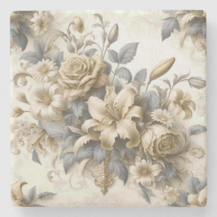 Antique Tinge Yellow Floral Perfection Stone Coaster