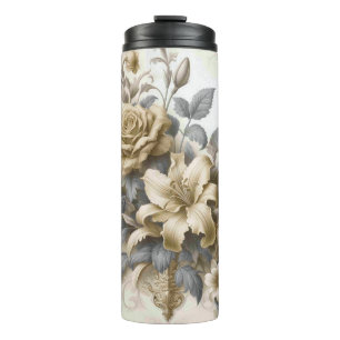 Antique Tinge Yellow Floral Perfection Thermal Tumbler
