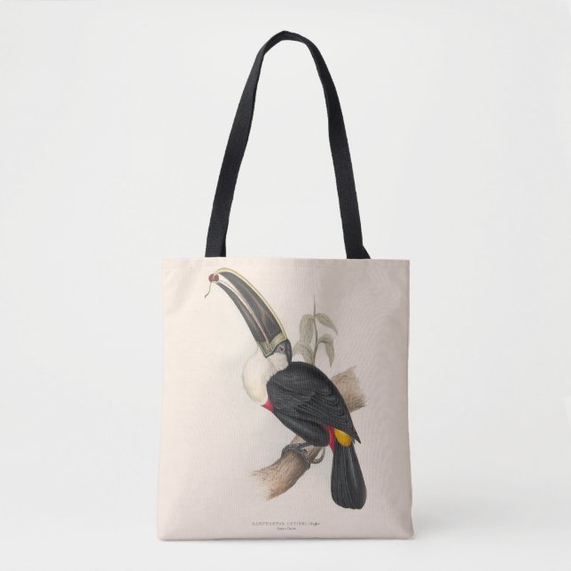 Antique Toucan Bird Wildlife Painting Tote Bag (Front)