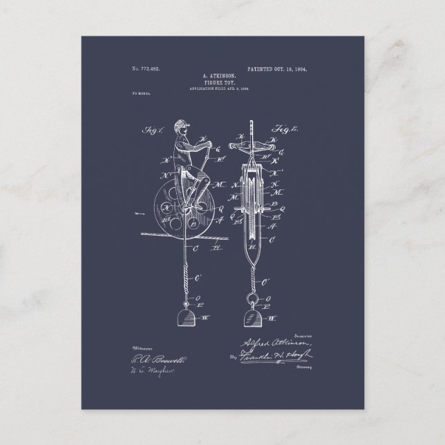 Antique Toy 1904 Patent Drawing Postcard (Front)