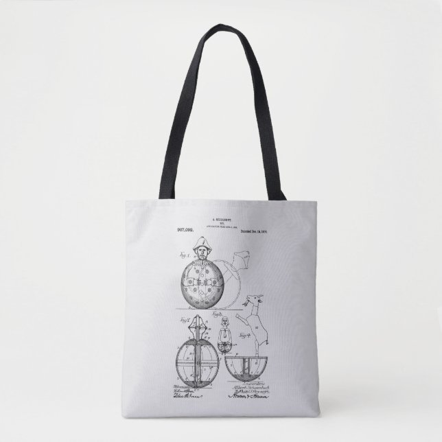 Antique Toy 1908 Roly Poly Patent Drawing Tote Bag (Front)