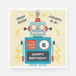 Antique Toy Robot Birthday Napkin