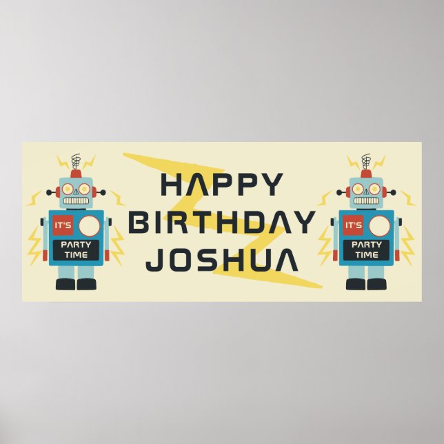 Antique Toy Robot Birthday Poster (Front)