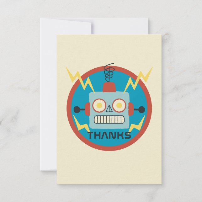 Antique Toy Robot Birthday Thank You Card (Front)