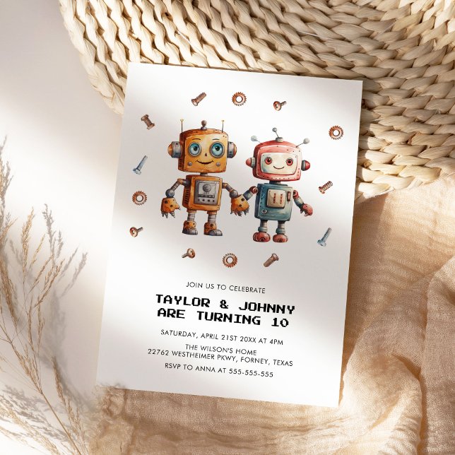 Antique Toy Robot Kids Birthday Invitation (Creator Uploaded)