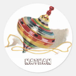 Antique Toy Top Classic Round Sticker