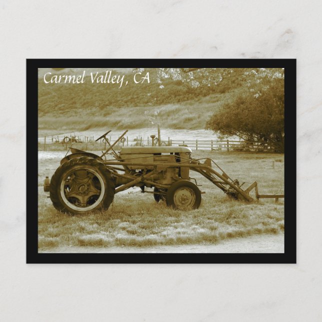 Antique Tractor Carmel Valley, CA Postcard (Front)