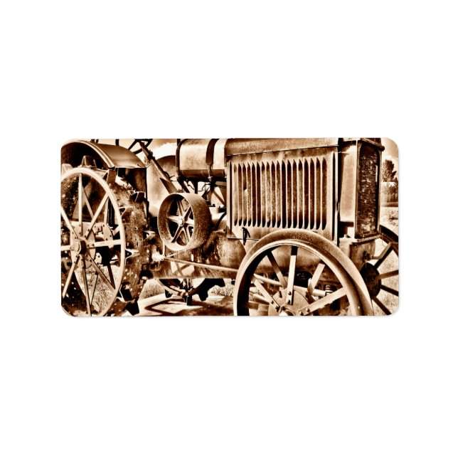 Antique Tractor Farm Equipment Classic Sepia Label (Front)