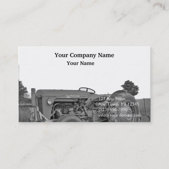 Antique Tractor in Black and White Business Card (Front)