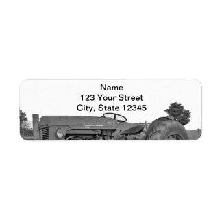 Antique Tractor in Black and White Return Address