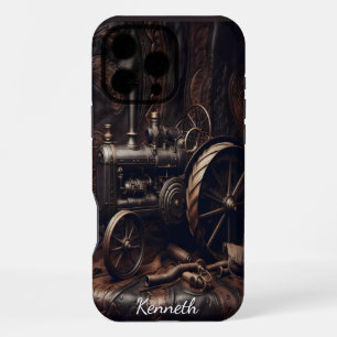 Antique Tractor on Leather iPhone 16 Pro Max Case