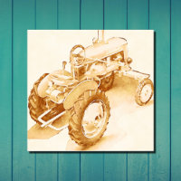 Antique tractor - watercolor