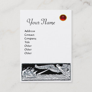 ANTIQUE TRAVEL, RUBY MONOGRAM,pearl paper Business Card