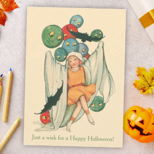 Antique Trick or Treat and Bats Vintage Halloween Card