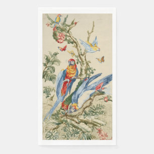 Antique Tropical Parrot and Butterfly Fine Art Napkin