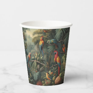 Antique Tropical Parrot Botanical Party Cups