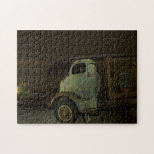 Antique truck at abandoned barn jigsaw puzzle