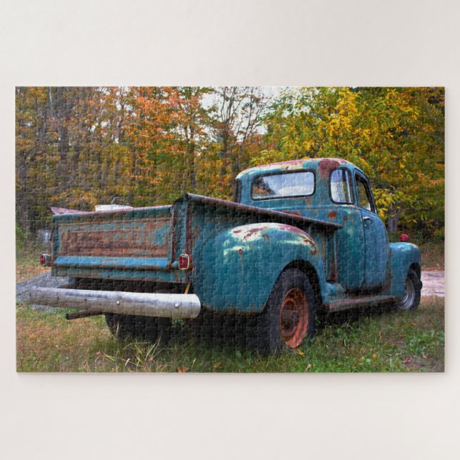 Antique Truck in Fall Jigsaw Puzzle (Horizontal)