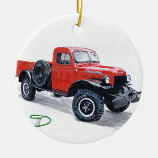 Antique Truck Power Wagon Ceramic Tree Decoration