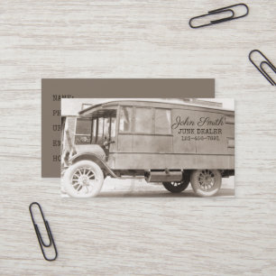 Antique Truck Sepia Junk Dealer Background Business Card