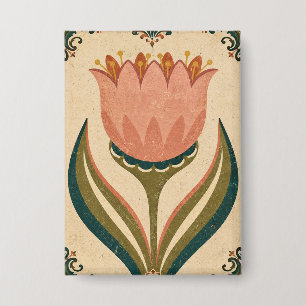 Antique Tulip Folk Art Illustration Vintage Style