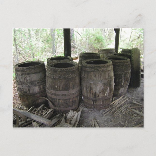antique turpentine wood barrels postcard (Front)