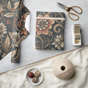 Antique Twilight Garden Damask Wrapping Paper