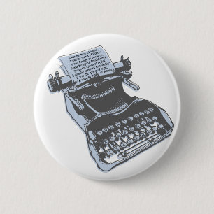 Antique typewriter 6 cm round badge