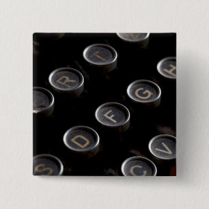 Antique Typewriter Keys 15 Cm Square Badge
