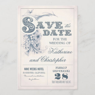 antique typography save the date design
