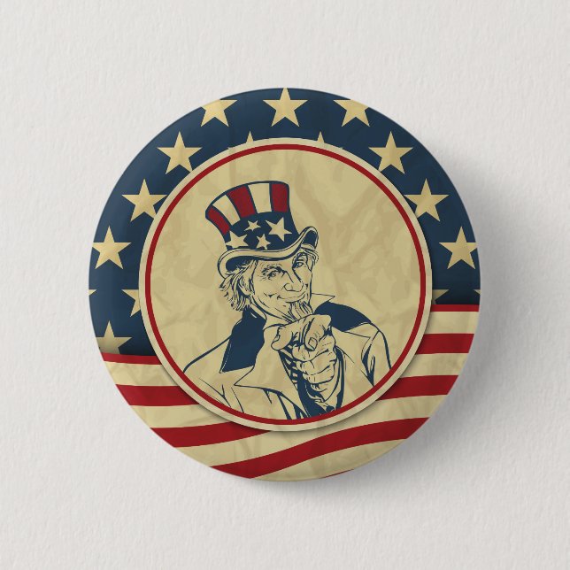 antique uncle sam 6 cm round badge (Front)