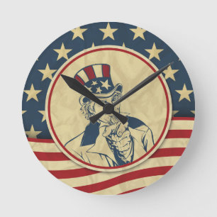 antique uncle sam round clock